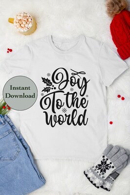 Christmas Decor SVG PNG DXF EPS JPG Digital File Download, Joy To The World Christmas Designs For Cricut, Silhouette, Sublimati - image1
